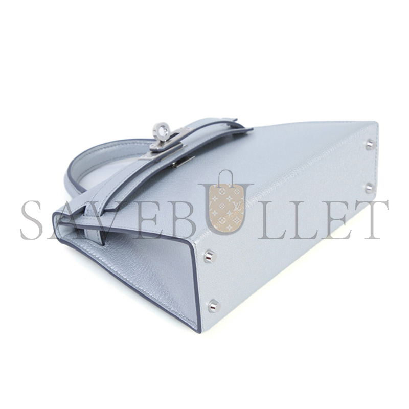 H**me5 mini kelly silver metallic argent chamkila palladium hardware (19*12*5.5cm)
